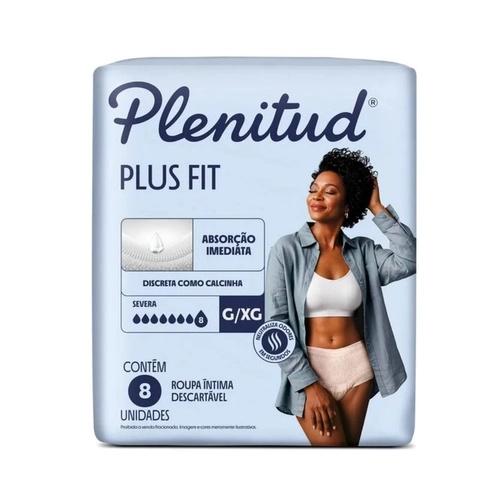 Roupa Íntima Plenitud Plus Fit para Incontinência G/XG 8 Unidades