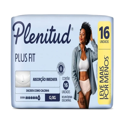 FRALDA PLENITUD PROTECT PLUS TAMANHO G/XG UNISSEX 16 UNIDADES