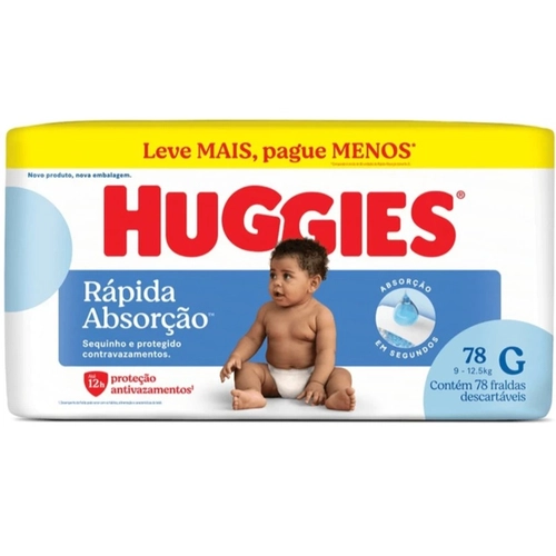 FRALDA HUGGIES RÁPIDA ABSORÇÃO G C/78