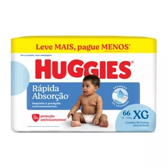 FRALDA HUGGIES RAPIDA ABSORÇÃO HIPER TAMANHO XG 66 UNIDADES