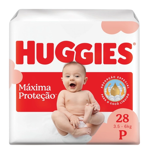 FRALDA HUGGIES MÁXIMA PROTEÇÃO JUMBO P C/28