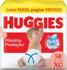 FRALDA HUGGIES MAXIMA PROTEÇÃO XG C/58