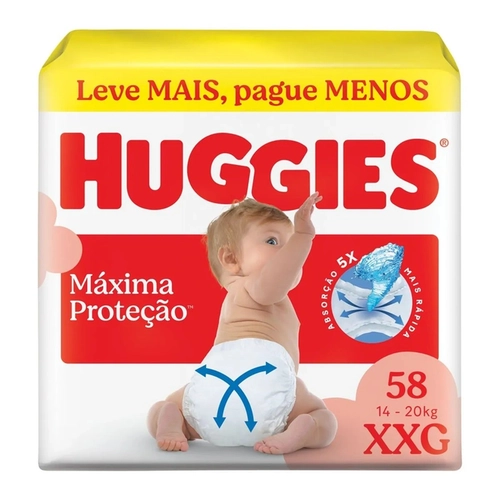 FRALDA HUGGIES MAXIMA PROTEÇÃO  XXG C/58