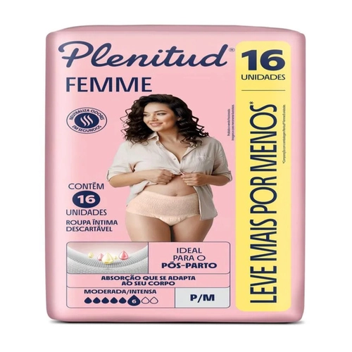 FRALDA PLENITUD ACTIV FEMININA TAMANHO P/M LEVE 16 PAGUE 15