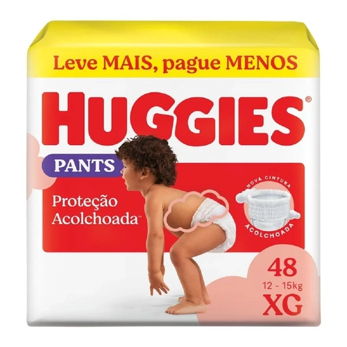 FRALDA HUGGIES PANTS PROTEÇÃO ACOLCHOADA XG C/48