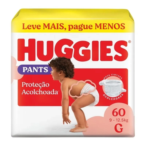 FRALDA HUGGIES PANTS PROTEÇÃO ACOLCHOADA G C/60