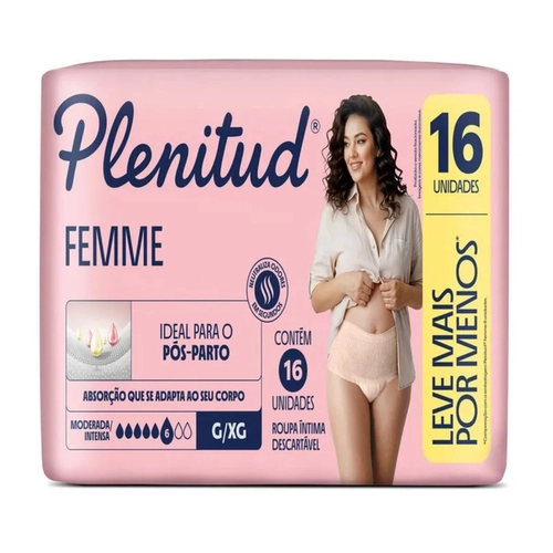 FRALDA PLENITUD ACTIV FEMININA TAMANHO G/XG LEVE 16 PAGUE 15