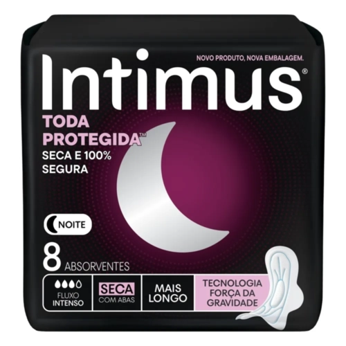 ABSORVENTE INTIMUS GEL NOTURNO COM ABAS SECA 8 UNIDADES