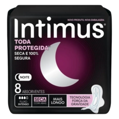 ABSORVENTE INTIMUS GEL NOTURNO COM ABAS SECA 8 UNIDADES