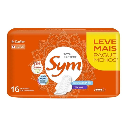 ABSORVENTE SYM COM ABAS SECA LEVE 16 PAGUE 14 UNIDADES