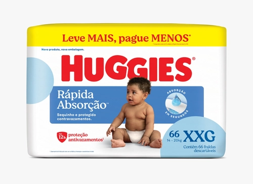 FRALDA HUGGIES RÁPIDA ABSORÇÃO XXG C/ 66