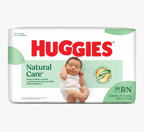 FRALDA HUGGIES NATURAL CARE RN MEGA 34 UNIDADES