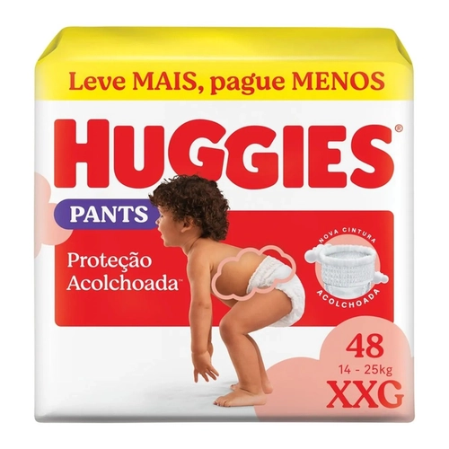FRALDA HUGGIES PANTS PROTEÇÃO ACOLCHOADA XXG C/48