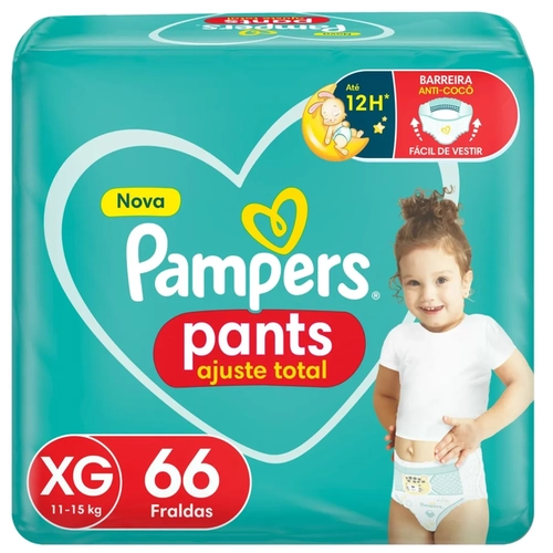 FRALDA PAMPERS PANTS AJUSTE TOTAL XG C/66