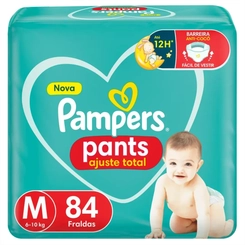 FRALDA PAMPERS PANTS AJUSTE TOTAL M C/84