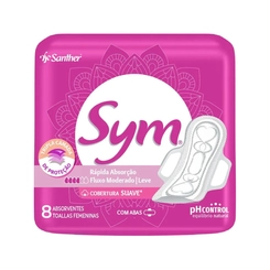 ABSORVENTE SYM SUAVE NORMAL COM ABAS 8 UNIDADES