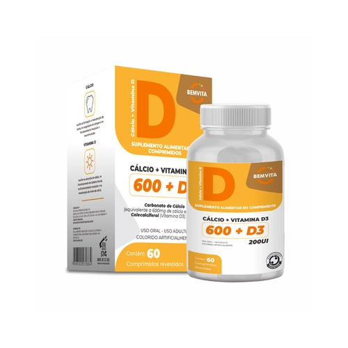 CÁLCIO 600MG + VITAMINA D3 BEMVITA 60 COMPRIMIDOS