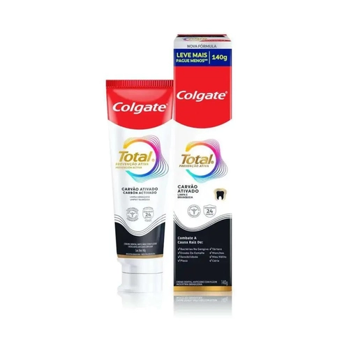 CREME DENTAL COLGATE TOTAL CARVÃO ATIVADO 140G