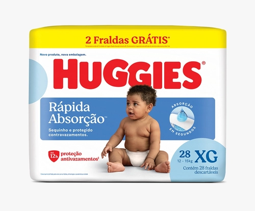 FRALDA HUGGIES RÁPIDA ABSORÇÃO MEGUINHA XG COM 28 UNIDADES