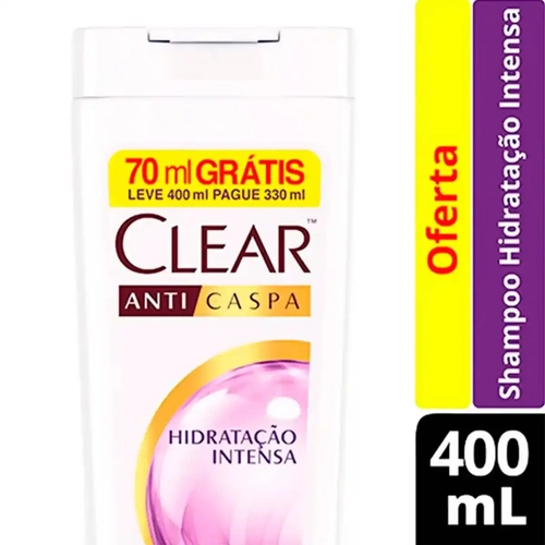 SHAMPOO CLEAR FEMININO HIDRATAÇÃO INTENSA 400ML + GRÁTIS 70ML