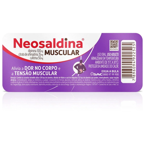 NEOSALDINA ANALGÉSICO E RELAXANTE MUSCULAR 10 COMPRIMIDOS