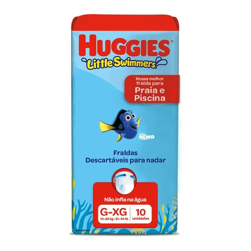 FRALDA HUGGIES LITTLE SWIMMERS PRAIA E PISCINA TAMANHO G/XG COM 10 UNIDADES