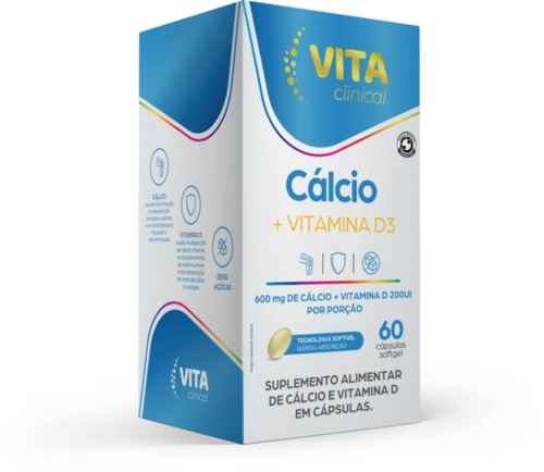VITAMINA VITA CLINICAL CÁLCIO + VITAMINA D 60 CAPSULAS