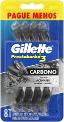 BARBEADOR GILLETTE PRESTOBARBA3 CARVAO ATIVADO LV8