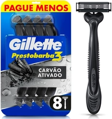 BARBEADOR GILLETTE PRESTOBARBA3 CARVAO ATIVADO LV8