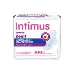 Absorvente Feminino Intimus 2 em 1 Noturno para Menstruação e Escapes de Urina 8 unidades