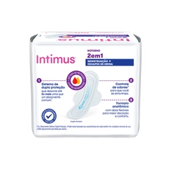 Absorvente Feminino Intimus 2 em 1 Noturno para Menstruação e Escapes de Urina 8 unidades