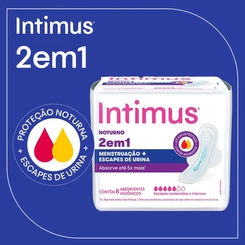 Absorvente Feminino Intimus 2 em 1 Noturno para Menstruação e Escapes de Urina 8 unidades