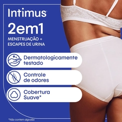 Absorvente Feminino Intimus 2 em 1 Noturno para Menstruação e Escapes de Urina 8 unidades