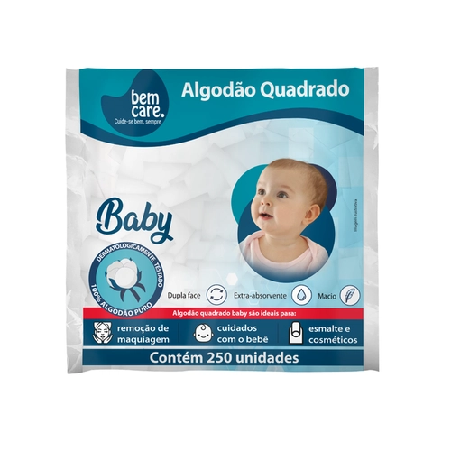 ALGODAO BEM CARE QUADRADINHO 250UN