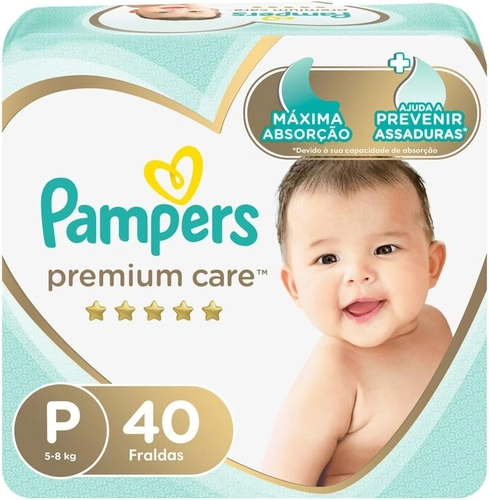FRALDA PAMPERS PREMIUM CARE TAMANHO P 40 UNIDADES