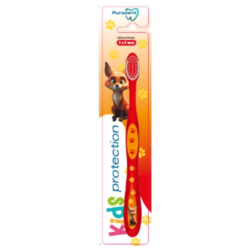 ESCOVA DENTAL INFANTIL PURADENT VERMELHA KIDS PROTECT