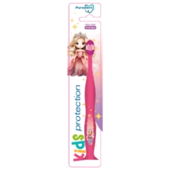 ESCOVA DENTAL INFANTIL PURADENT ROSA COM VENTOSA KIDS PROTECTION