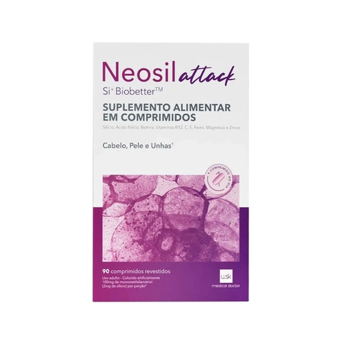 Suplemento Alimentar Neosil Attack Under Skin Cabelos, Unhas e Pele 90 Comprimidos