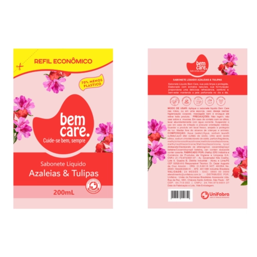 SAB LIQUIDO REFIL BEM CARE AZALEIAS TULIPAS 200ML