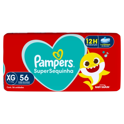 FRALDA PAMPERS SUPERSEQUINHA XG COM 56 UNIDADES