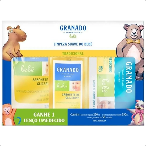 KIT GRANADO SABONETE LIQUIDO + REFIL+ LENÇO TRADICIONAL