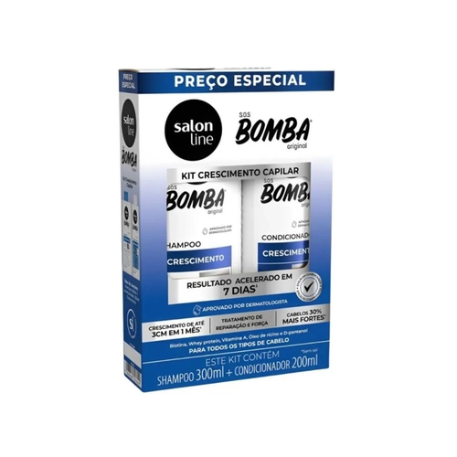 SHAMPOO 300ML + CONDICIONADOR SALON LINE BOMBA ORIGINAL CRESCIMENTO 200ML