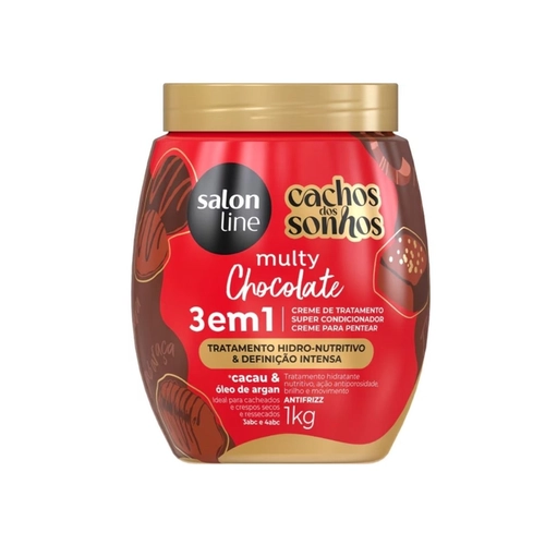 CREME DE PENTEAR SALON LINE CACHOS 3 EM 1 CHOCOLATE 1KG