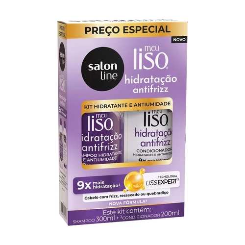 KIT SALON LINE SHAMPOO 300ML +CONDICIONADOS 200ML  HIDRATACAO ANTIFRIZZ MEU LISO