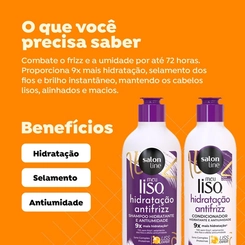 KIT SALON LINE SHAMPOO 300ML +CONDICIONADOS 200ML  HIDRATACAO ANTIFRIZZ MEU LISO