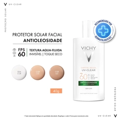 PROTETOR SOLAR FACIAL VICHY UV CLEAR FPS60 SEM COR 40G