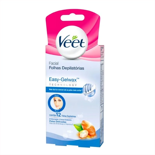 DEPILACAO VEET FACIAL CERA FRIA PELE SENSIVEL 16 FOLHAS