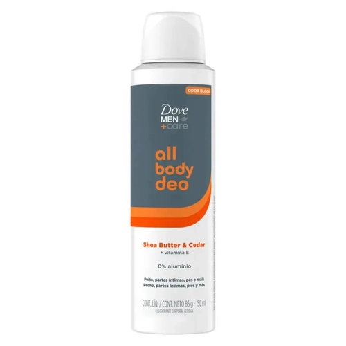 DESODORANTE CORPORAL DOVE MEN CARE ALL BODY SHEA BUTTER E CEDAR 86G 150ML