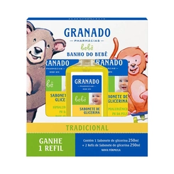 KIT GRANADO BANHO DO BEBE SABONETE LIQUIDO 250ML+ 2 REFIL 250ML