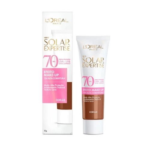 PROTETOR SOLAR LOREAL PARIS SOLAR EXPERTISE EFEITO MAKE UP COR 6.0 FPS70 30G